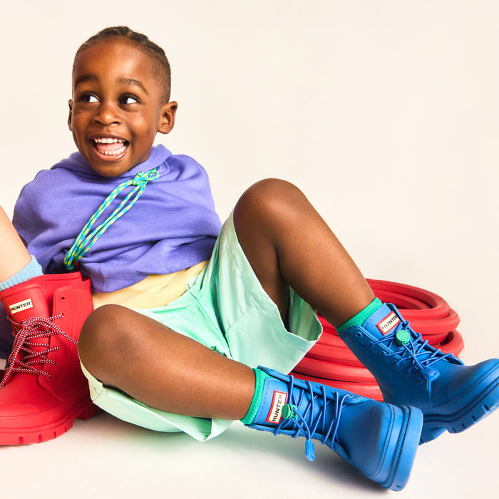 Little Kids Stamp Lace-Up Waterproof Ankle Boots