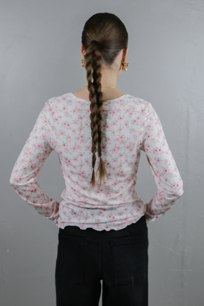 Long Sleeve Ribbed Tee in Pink Confetti Long Sleeve Top Mikarose- Tilden Co.