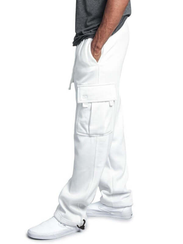 Loose Fit Multi Pocket Cargo Pants for Men elastic waist