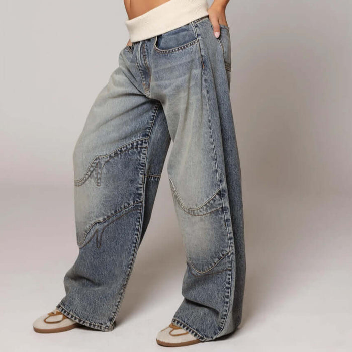 Loose-fitting Straight-leg Jeans With Pockets casual fashion trousers