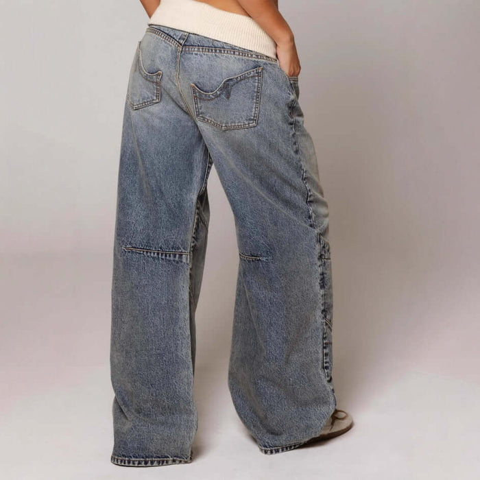 Loose-fitting Straight-leg Jeans With Pockets wide leg opening