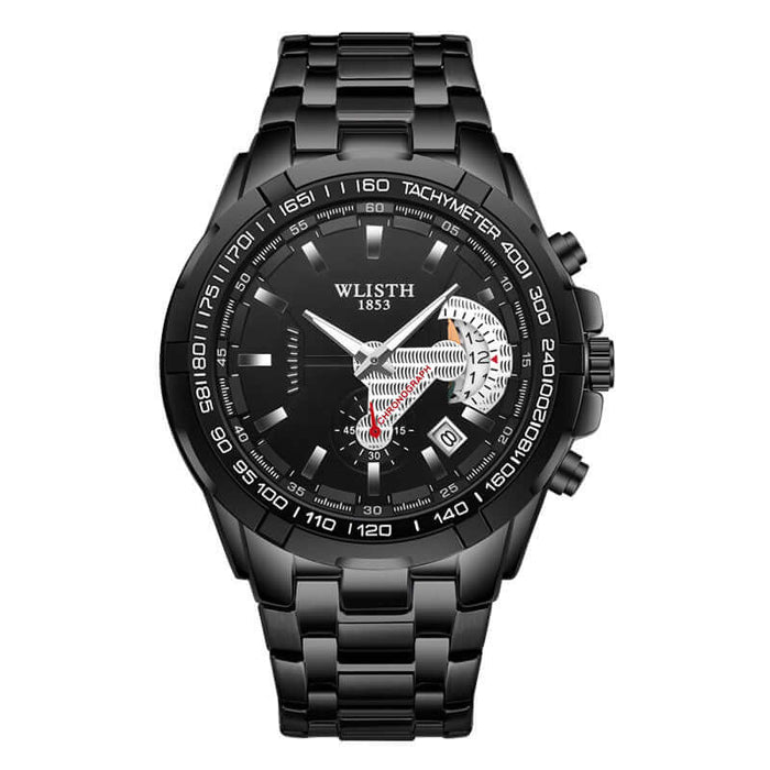 Luminous Steel Sports Quartz Wrist Watch for Men stainless strap