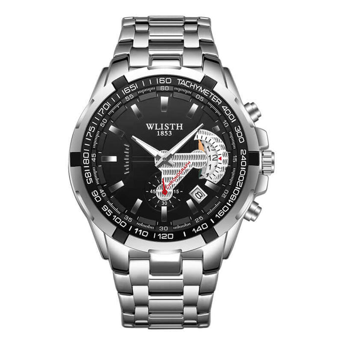 Luminous Steel Sports Quartz Wrist Watch for Men 47mm dial detail