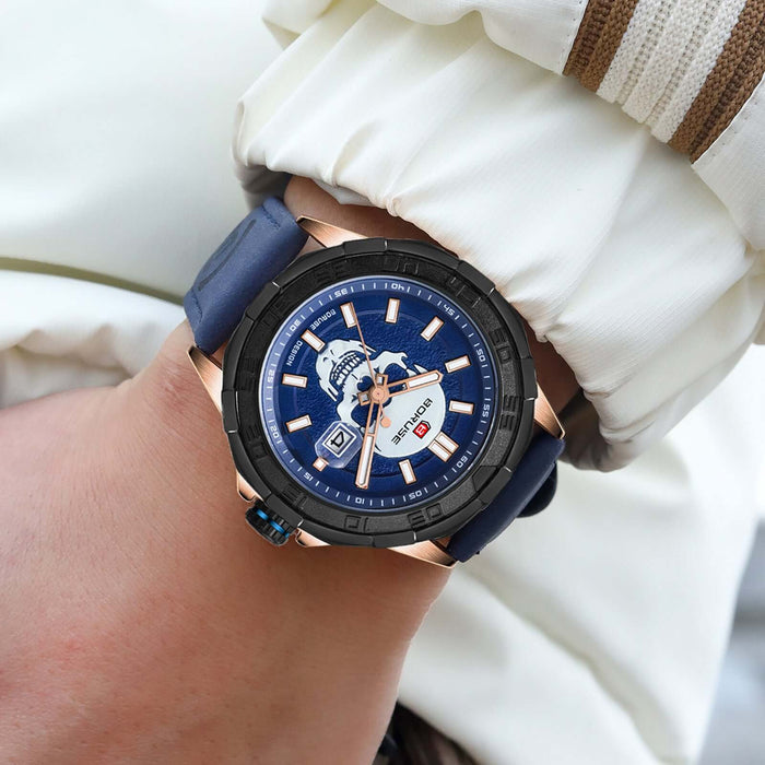 Luminous Waterproof Leather Quartz Sports Watch leather strap detail