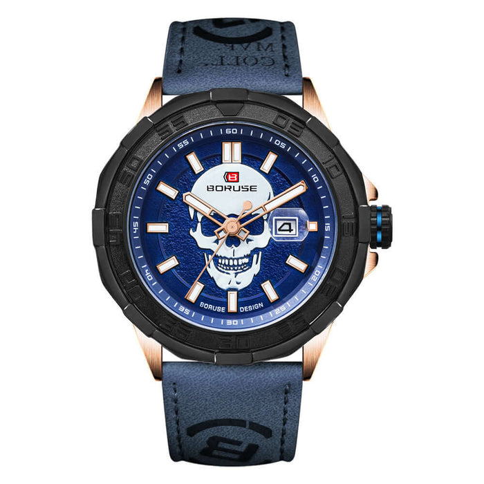 Luminous Waterproof Leather Quartz Sports Watch rose gold case version