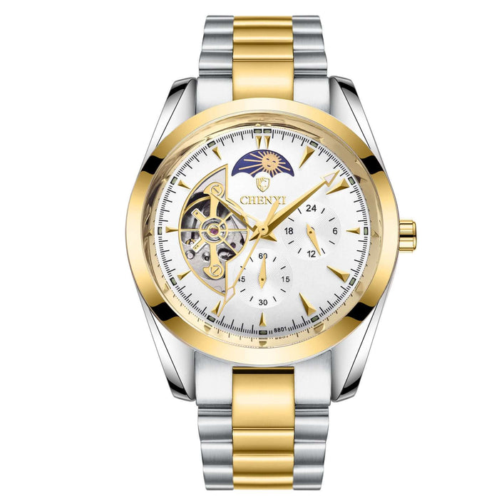 Luxury Business Mechanical Quartz Watch for Men stainless strap detail