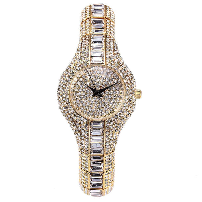 Luxury Diamond Gemstone Fashion Watch For Women metal bracelet detail
