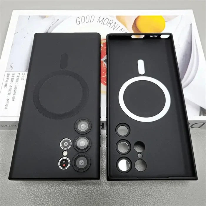 Luxury Matte Magnetic Case for Samsung Phones magnetic ring design