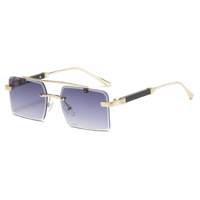 Luxury Mens Double Beam Square Square Sunglasses blue pink lens