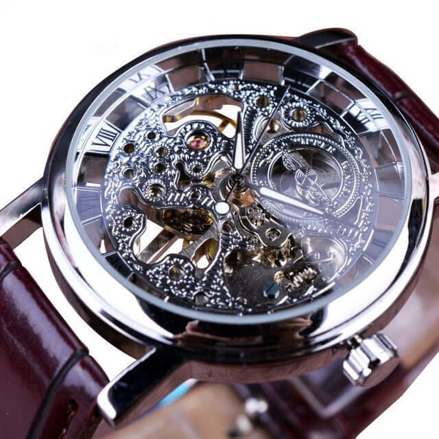 Luxury Skeleton Mechanical Self Winding Watch for Men front view