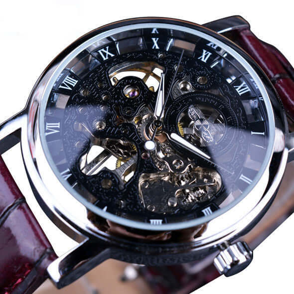 Luxury Skeleton Mechanical Self Winding Watch for Men transparent dial
