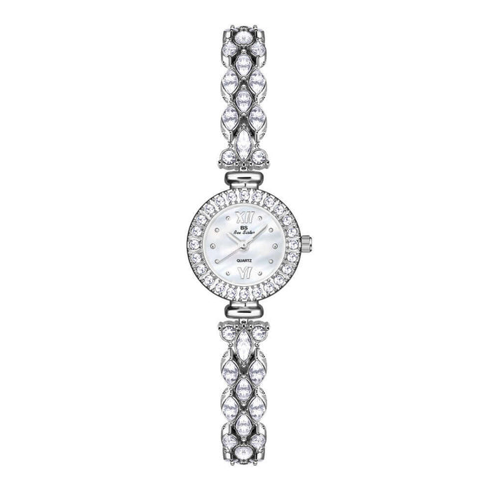 Luxury Starry Zircon Mermaid Watch for Women silver tone version