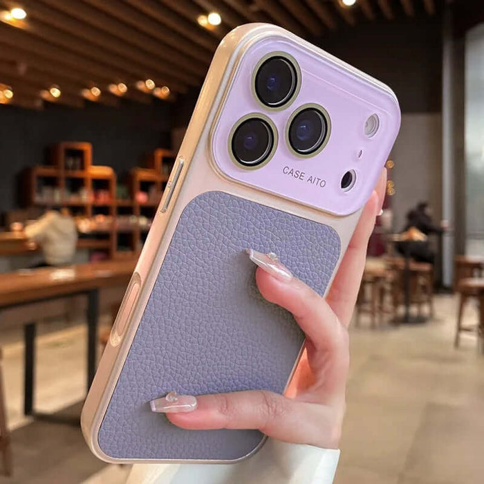 Lychee pattern Phone Case Full body Coverage on a phone held in a hand, showcasing its stylish design and protection features.