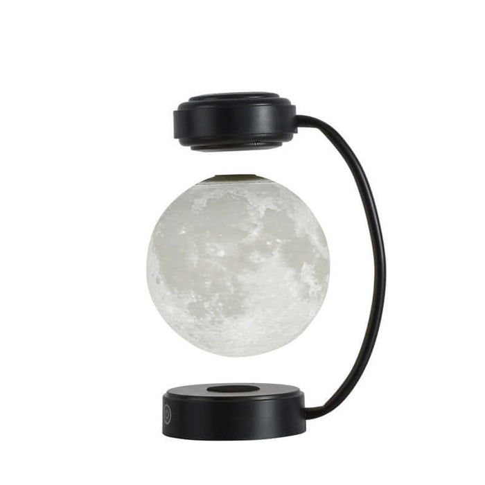 Magnetic Levitating Moon Lamp showcasing a 3D LED moon floating in mid-air with black base.