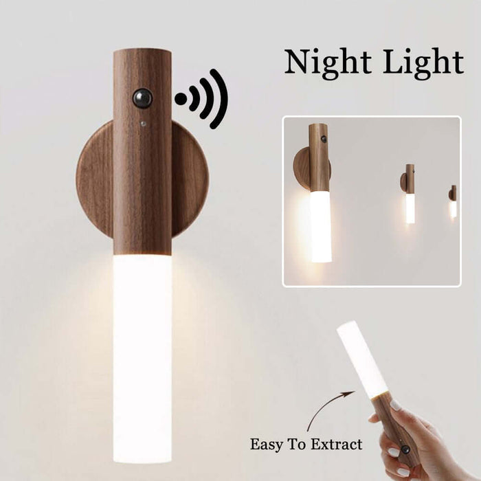 Magnetic Wood Wireless LED Night Light warm white glow