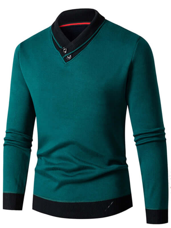 Men Half Turtleneck Plus Velvet Slim Knit Sweater back view