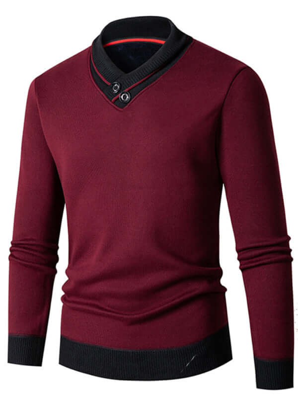 Men Half Turtleneck Plus Velvet Slim Knit Sweater collar detail