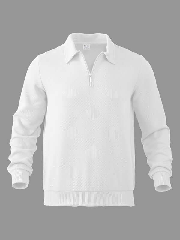 Men Half Zip Sweatshirt Lapel Long Sleeve Casual Top front view