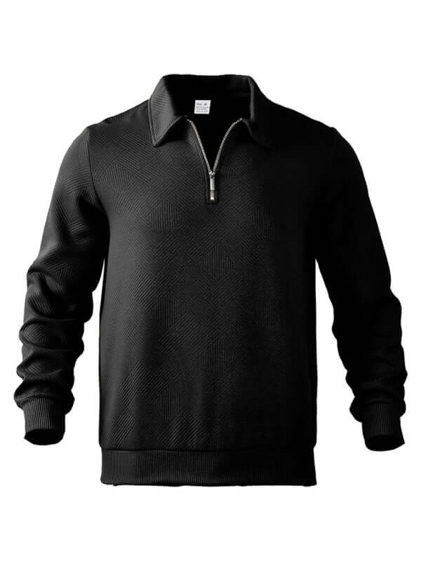 Men Half Zip Sweatshirt Lapel Long Sleeve Casual Top half zip design