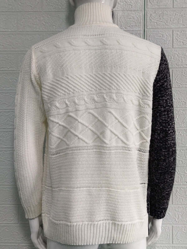Men High Neck Knit Cardigan Sweater slim silhouette