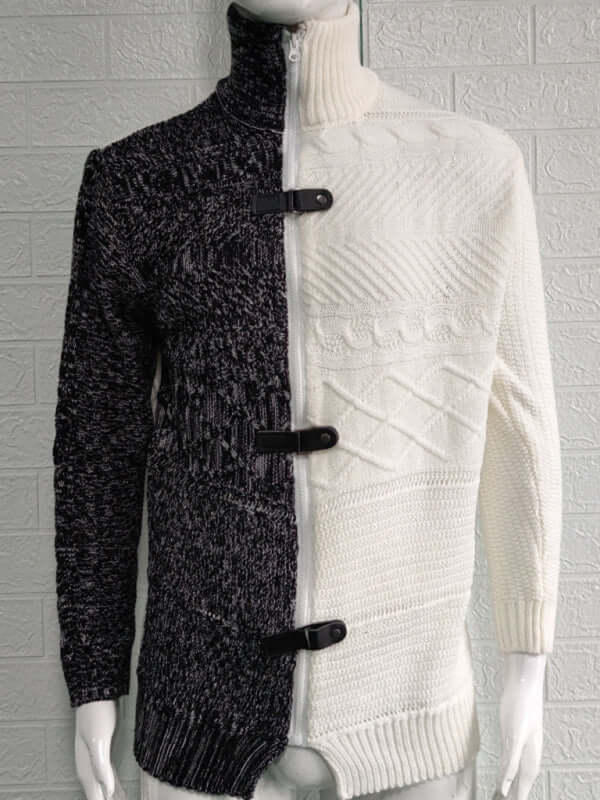 Men High Neck Knit Cardigan Sweater casual style