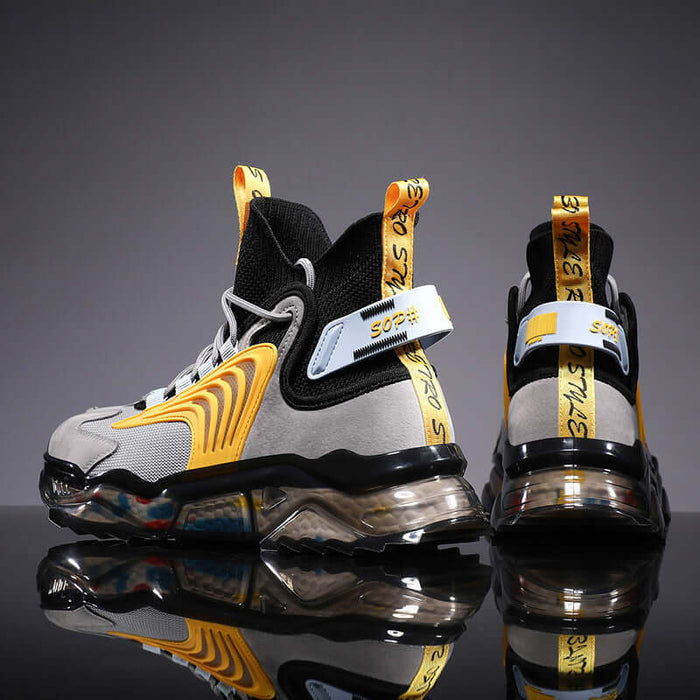 Men High Top Thick Soled Casual Shoes Sportwear grey color.