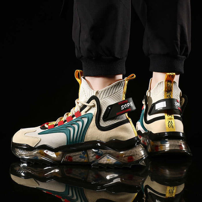 Men High Top Thick Soled Casual Shoes Sportwear rubber sole antiskid.
