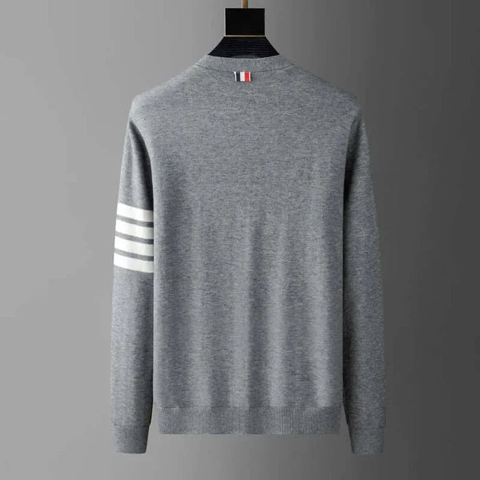 Men Knitted Stripe Cardigan Korean Style Autumn Winter front view