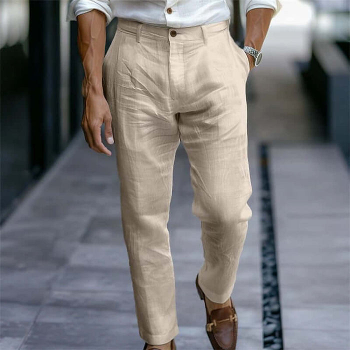 Men Linen Trousers Solid Casual Pants size 2XL 42.1 inch waist.