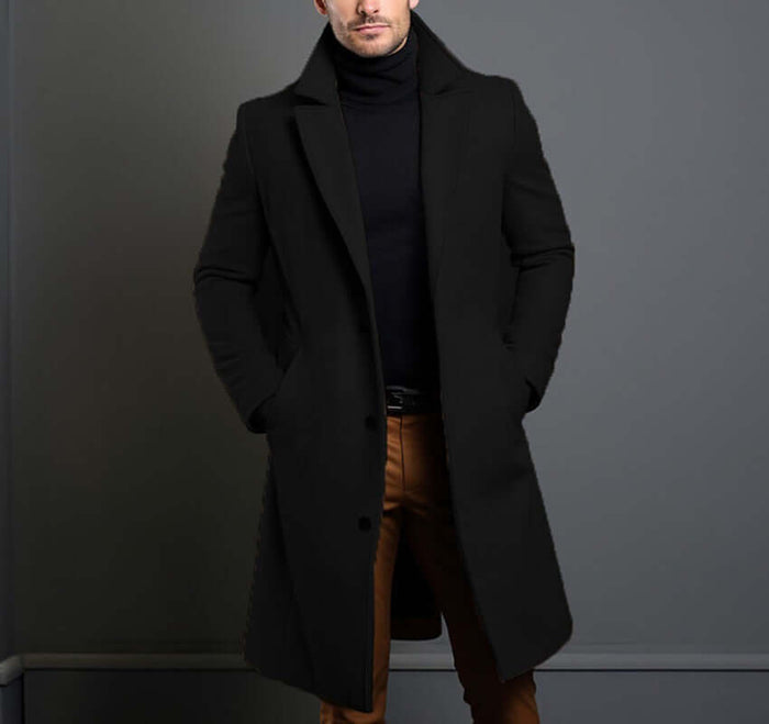Men Mid Length Trench Coat single breasted design.