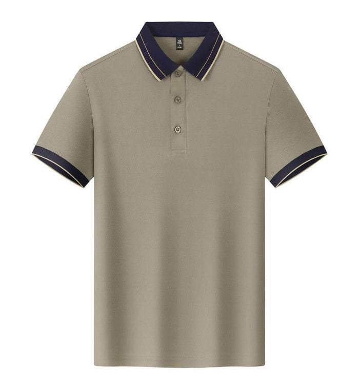 Men Polo Shirt Lapel Collar Short Sleeve Uniform Top crisp premium white polyester male staff attire layout