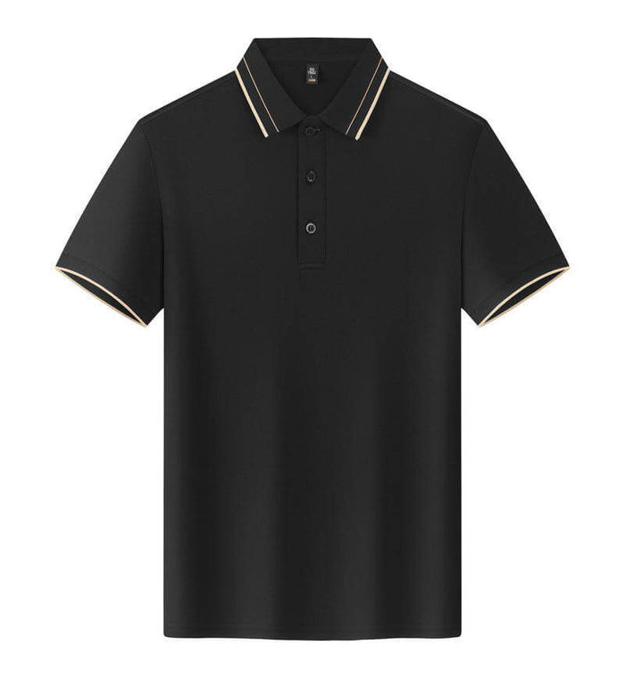 Men Polo Shirt Lapel Collar Short Sleeve Uniform Top clean breathable light blue summer office shirt for men