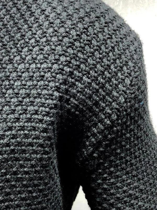 Men Solid Color Mid-Length Loose Knit Cardigan relaxed fit