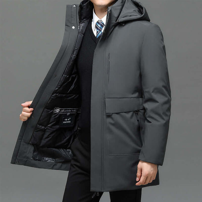 Men Thick Thermal Cotton Padded Jacket With Liner black color