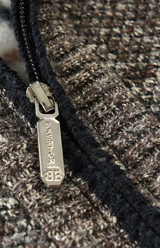Men Zip Stand Collar Sleeveless Knit Cardigan Vest knit texture