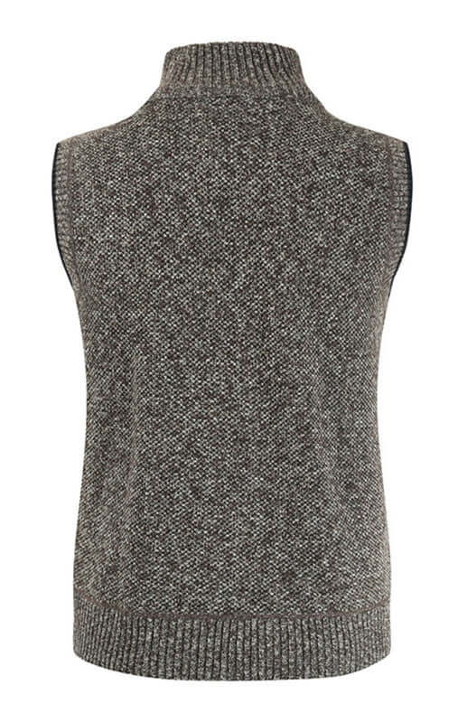 Men Zip Stand Collar Sleeveless Knit Cardigan Vest solid color