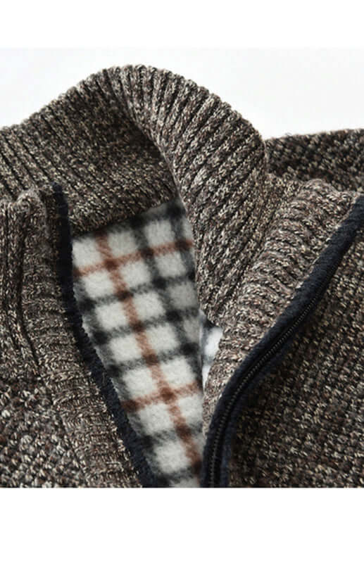 Men Zip Stand Collar Sleeveless Knit Cardigan Vest casual style