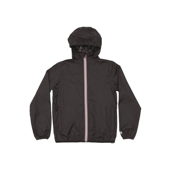 Men's Black Full Zip Packable Rain Jacket and Windbreaker
