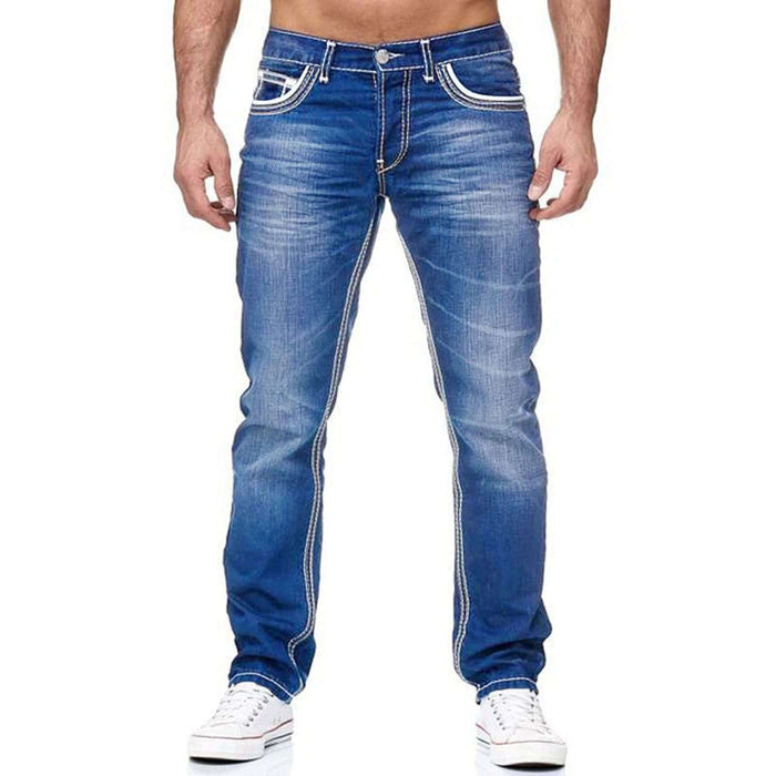 Men's Business Casual Straight Jeans regular profile in casual light blue option ready for casual daily streetwear