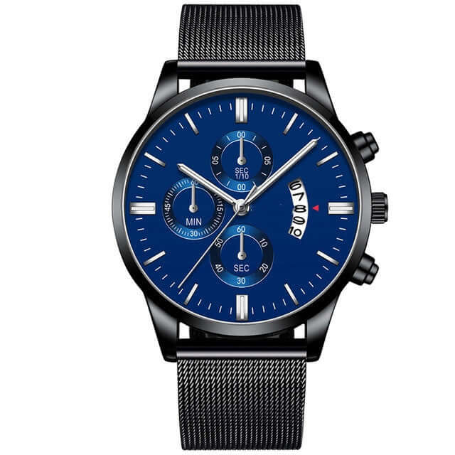 Mens Business Luxury Mesh Band Quartz Wrist Watch casual fashion style.