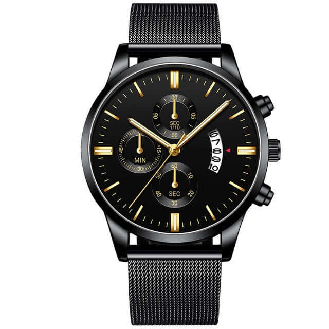 Mens Business Luxury Mesh Band Quartz Wrist Watch high quality quartz movement.