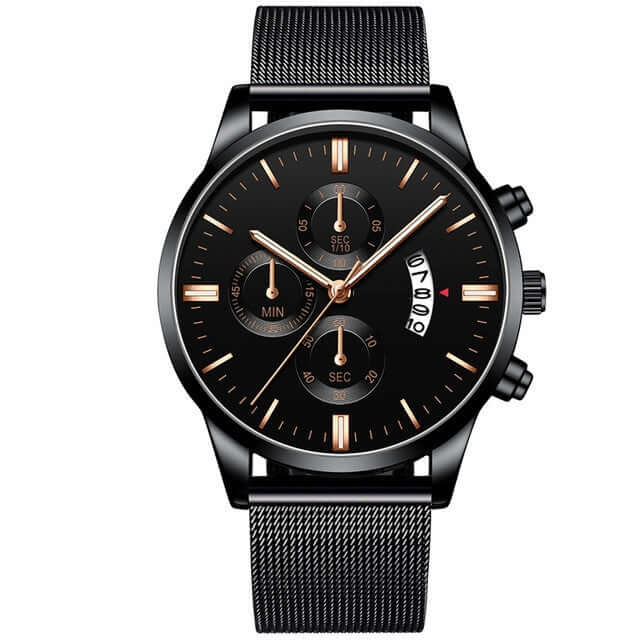 Mens Business Luxury Mesh Band Quartz Wrist Watch professional business accessory.