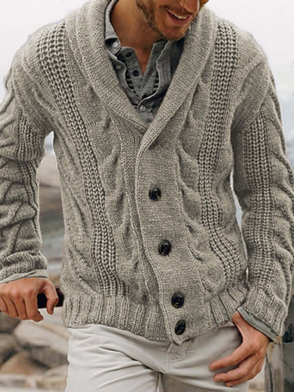Mens Casual Knit Cardigan Sweater Jacket autumn winter