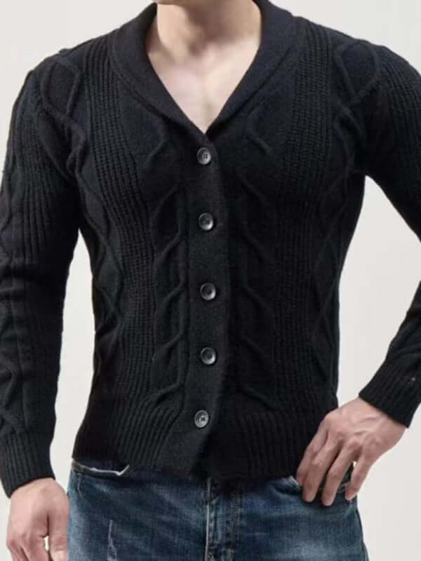 Mens Casual Knit Cardigan Sweater Jacket relaxed fit