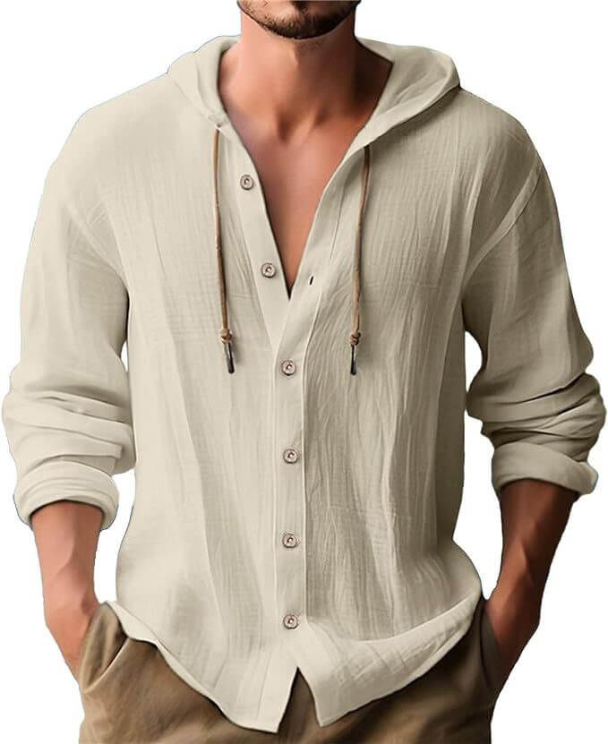 Mens Casual Long Sleeve Polyester Cardigan Top khaki