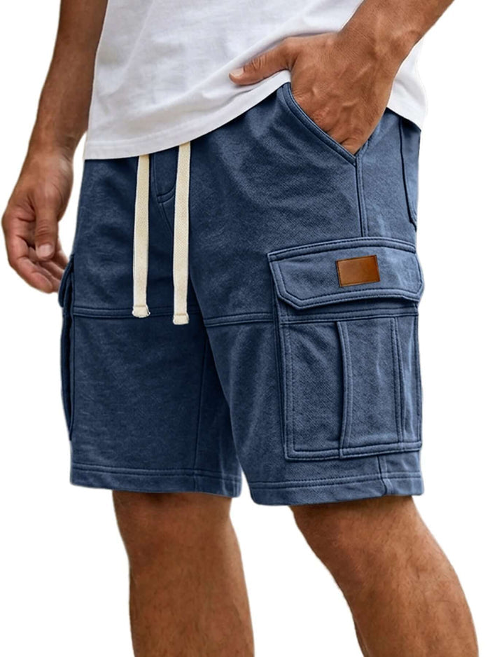 Men's Casual Summer Cargo Shorts With Pockets secure button closure and zipper assembly close-up perspective