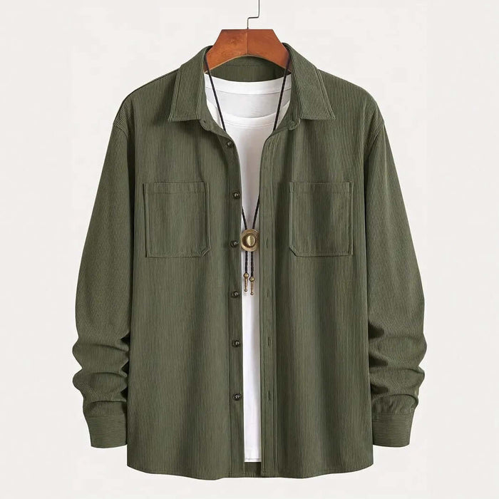 Mens Fashion Corduroy Spring Button Jacket Coat khaki style