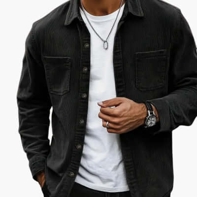 Mens Fashion Corduroy Spring Button Jacket Coat size XL measurements