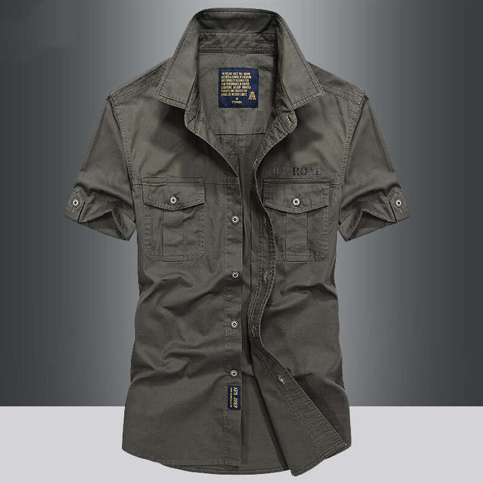 Mens Fashion Loose Cargo Pure Cotton Shirt casual loose fit design