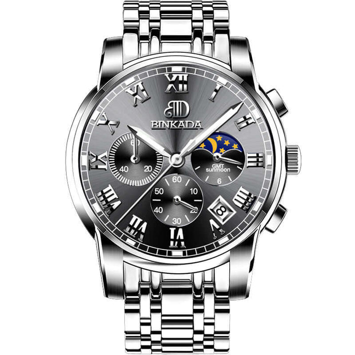 Mens Fashion Quartz Watch Waterproof Stainless steel belt white.